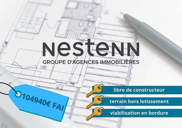 Terrain libre de constructeur - viabilisé et hors lotissement -  450m² ; Languidic