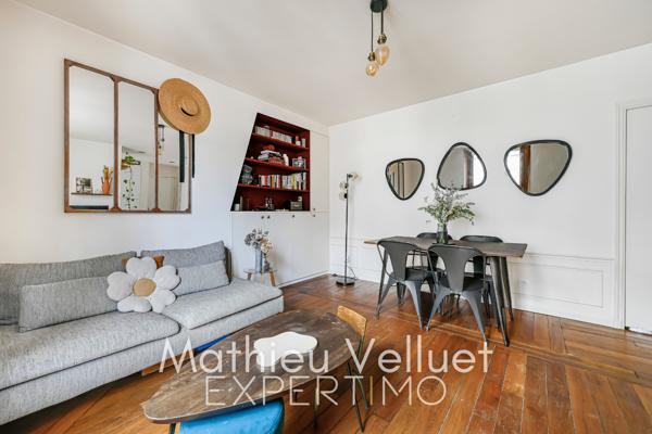 Paris (75018) Piscine Amiraux, T2 traversant de 38.57m2 carrez au 6ème avec asc.