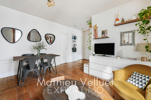 Paris (75018) Piscine Amiraux, T2 traversant de 38.57m2 carrez au 6ème avec asc.