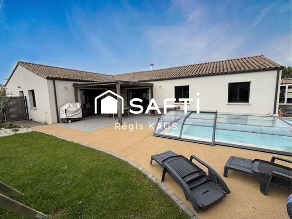 maison plain-pied 5 chambres, piscine, 15 mn de la mer