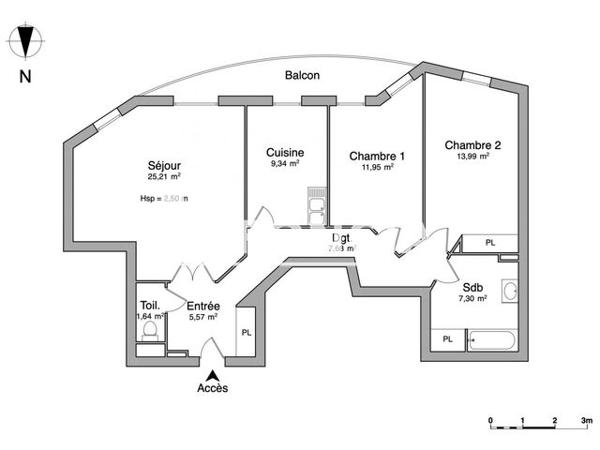 Location Appartement 3 pièces 82.68 m² - 12 BOULEVARD ERNEST DALBY Nantes 44000