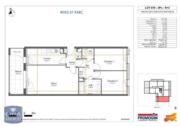 Appartement à louer 3 pièces 72.01m² Bischheim (67800)