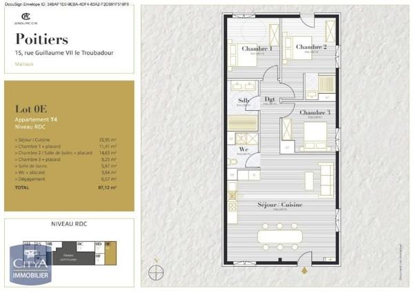 Appartement à louer 4 pièces 86.23m²