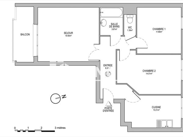 Location Appartement 3 pièces 64.39 m² - 3 RUE DE WASSELONNE Schiltigheim 67300