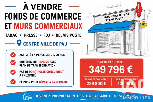 Tabac, Presse, Loto​ à vendre 36 m² Pau