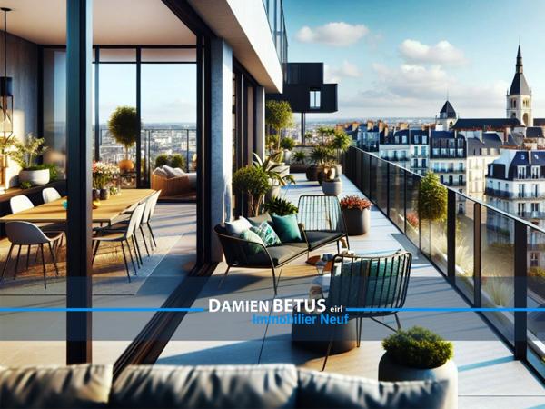 Appartement à vendre 4 pièces NANTES (44), terrasse exposition Ouest, 4e étage, parking