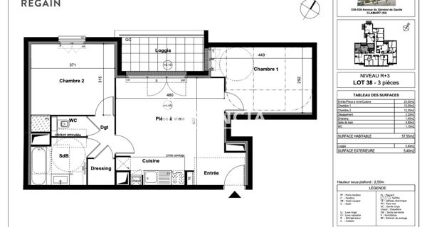 Location Appartement 3 pièces 57.55 m² - Clamart 92140