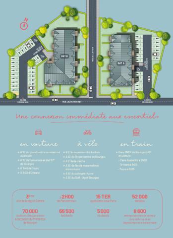 Appartement STUDIO Bourges 1 pièce - 29.37 m2 avec balcon.