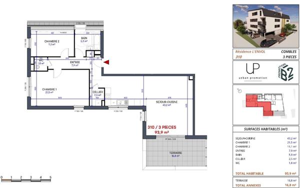 Appartement à vendre    4 pièces • 93,90 m2 Yutz