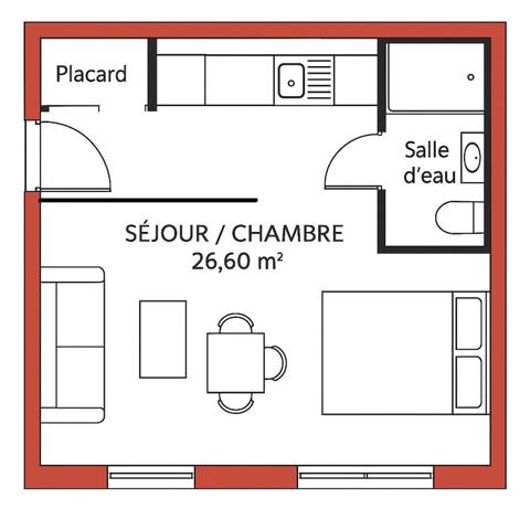 Appartement à vendre |  Lourdes |  1 pièce | 26 m²