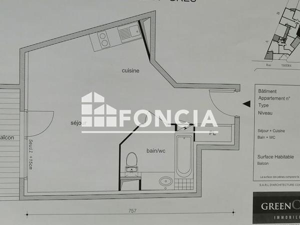 Location Studio 33.4 m² - 8 RUE THIERS Gretz Armainvilliers 77220