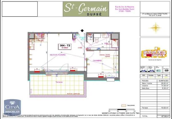 Location appartement 2 pièces de 47.69m²