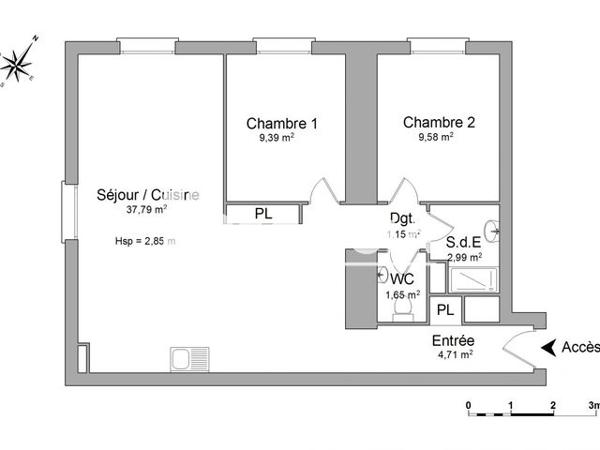 Location Appartement 3 pièces 67.3 m² - 24 RUE DE LEQUYER Saint Brieuc 22000