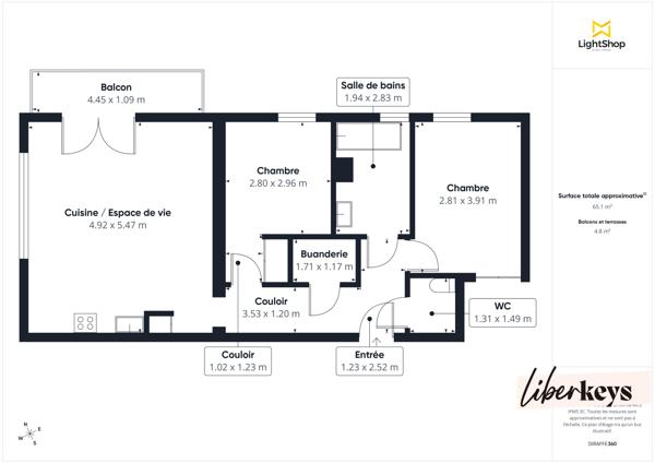 T3 Saint-Herblain bourg avec balcon et parking