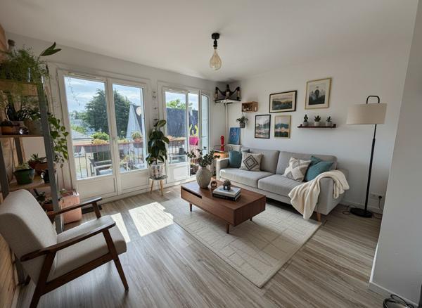 Nantes Bourgeonnière T3 lumineux 59 m² sans travaux, cave + parking sous-sol