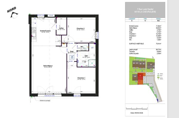 Maison La Chevroliere 3 pièce(s) 75.41 m2 , La chevroliere