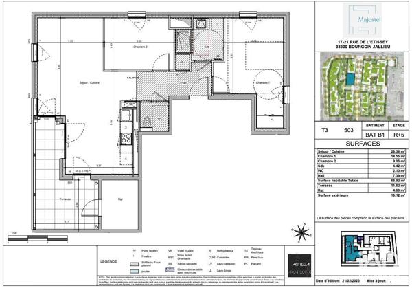 Appartement à vendre 3 pièces 66 m² Bourgoin-Jallieu