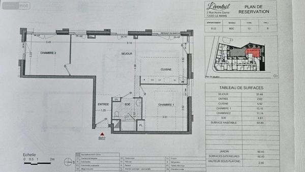 Location - Appartement Le Mans 72000 3 pièces 69 m 2 60 m 2