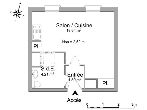 Location Studio 24.65 m² - 4 - 8 AVENUE CORIOLAN Luce 28110
