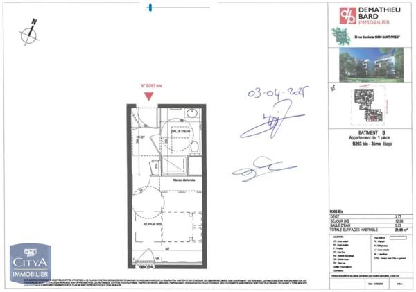 Appartement à louer 1 pièce 21.98m²