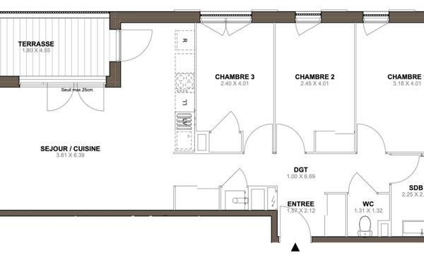 Appartement à vendre    4 pièces • 80,77 m2 Sain-Bel
