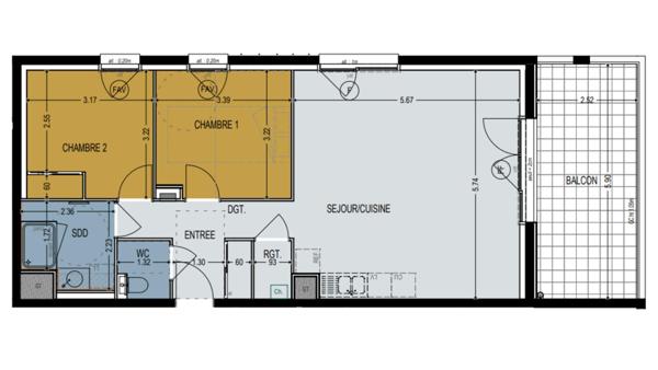 Appartement à vendre 3 pièces 68 m² Domène