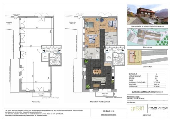 Appartement F4 à vendre  4 pièces - 117,30 m2 CHEVENOZ - 74
