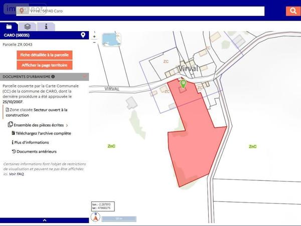 Terrain à Batir à vendre à Caro dans le Morbihan (56140), ref : 56049-771