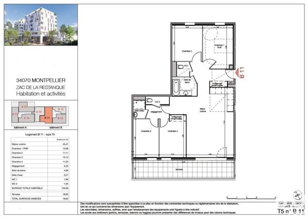 Appartement 5 pièces de 105 m² à Montpellier (34000)