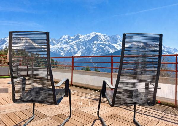 Appartement deux pièces 40 m² à Passy - terrasse 37 m² exposition sud, vue Mont Blanc, résidence inscrite aux Détails des diagnostics énergétiques