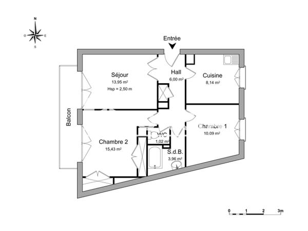 Location Appartement 3 pièces 58.59 m² - 32 RUE DE MONTCALM Rodez 12000