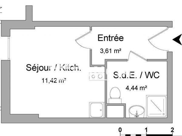 Location Studio 19.47 m² - 9 BIS RUE PAUL VALERY Melun 77000