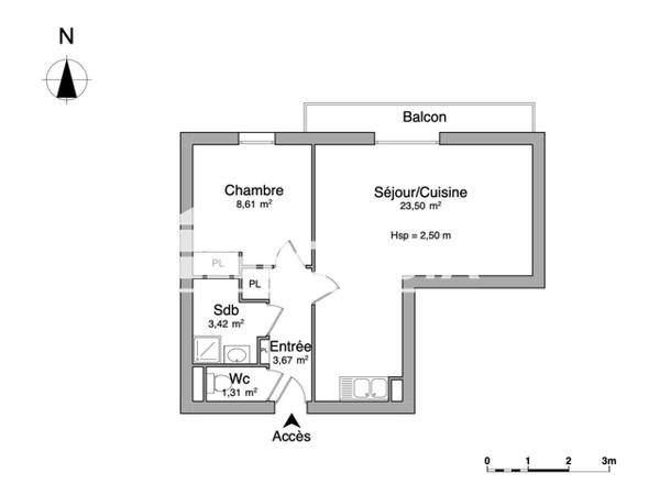 Location Appartement 2 pièces 40.4 m² - 49 RUE HILAIRE COLOMBEL Le Havre 76600