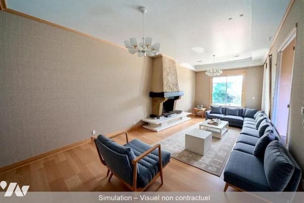 Guidel, maison de plain-pied  mitoyenne par le garage, sur sous-sol total, composée comme suit:...