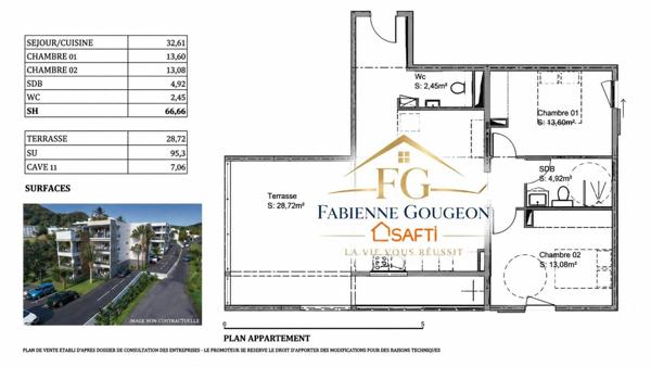 Superbe T3 95 m² de surface utile avec terrasse – Les Terrasses du Marin