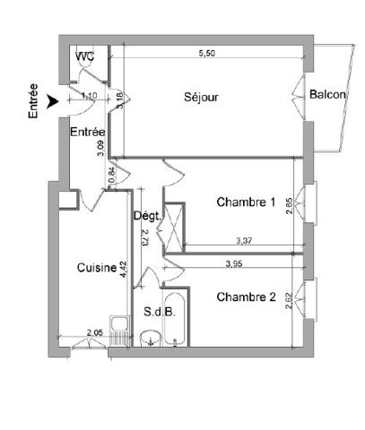 Appartement · Location Villefranche Sur Saone (69400) 3 pièces · 57m²