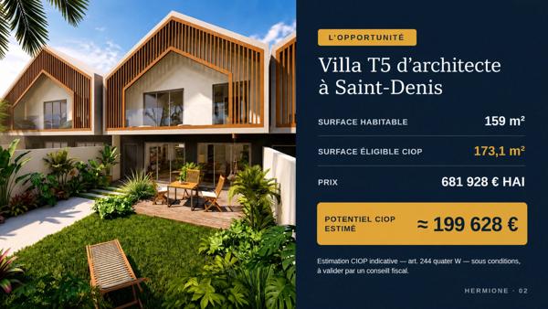 Villa Haut de gamme Saint-Denis – Villas T5 neuves elligibles CIOP