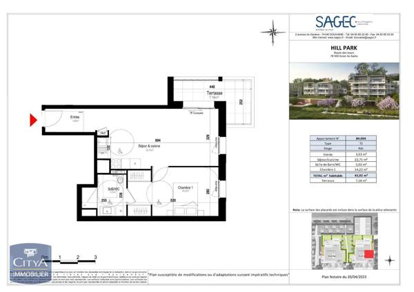 Appartement à louer 2 pièces 45.92m² Évian-les-Bains (74500)