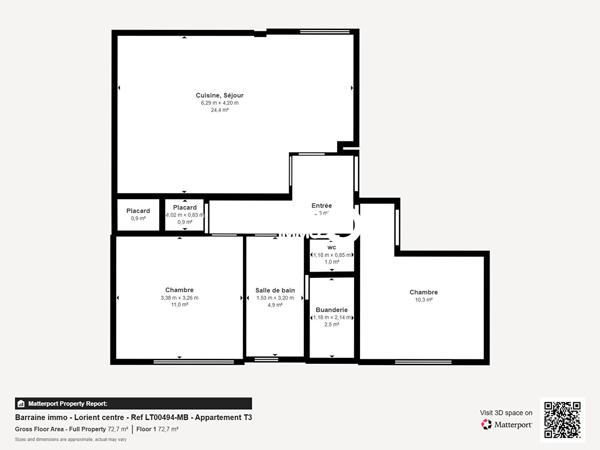 Vente appartement à Lorient, 3 pièces 61m²