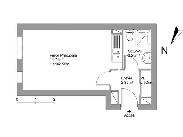 Location Studio meublé 23.22 m² - 16 RUE GASTELIER Le Mans 72000