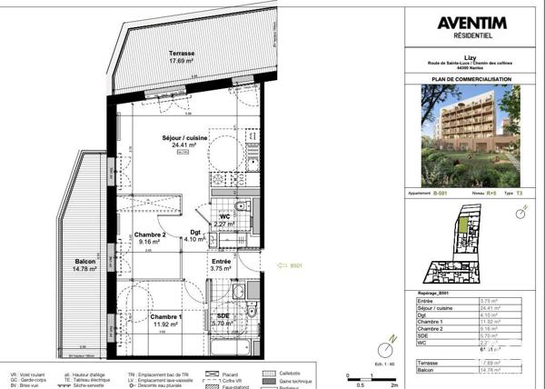 Appartement à vendre 3 pièces 61 m² Nantes