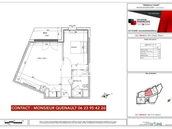 Location Appartement 2 pièces 46.1 m² - LES MONTS DE GONNEVILLE Honfleur 14600