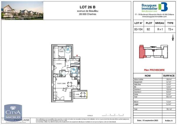 Appartement à louer 3 pièces 65.5m² Chartres (28000)