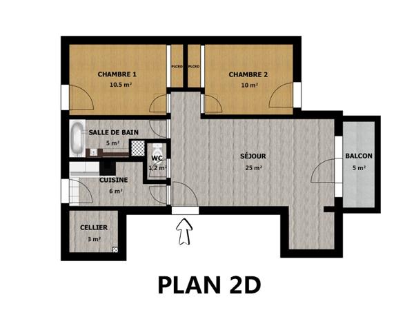 Appartement 3 pièces - 65 m² Exclusivité efficity