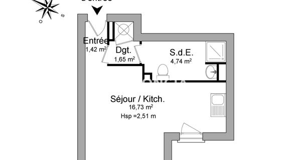 Location Studio 25.82 m² - ÉPinay-sur-seine 93800