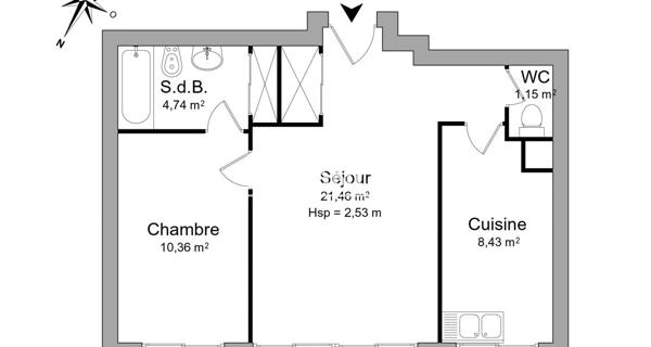 Location Appartement 2 pièces 46.14 m² - Paris 75015