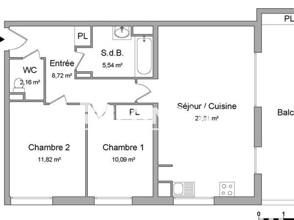 Location Appartement 3 pièces 66.14 m² - RESIDENCE INSPIRATION Merignac 33700