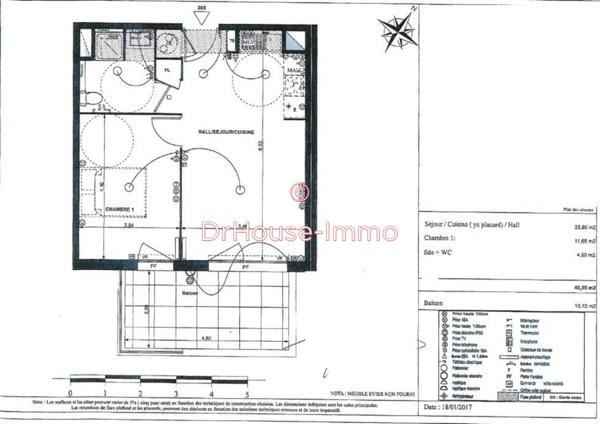 Appartement à vendre 2 pièces de 39 m²