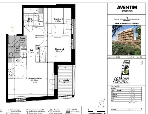 Appartement à vendre 3 pièces 63 m² Nantes