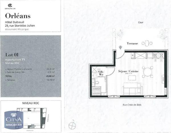 Appartement à louer 1 pièce 28.66m²